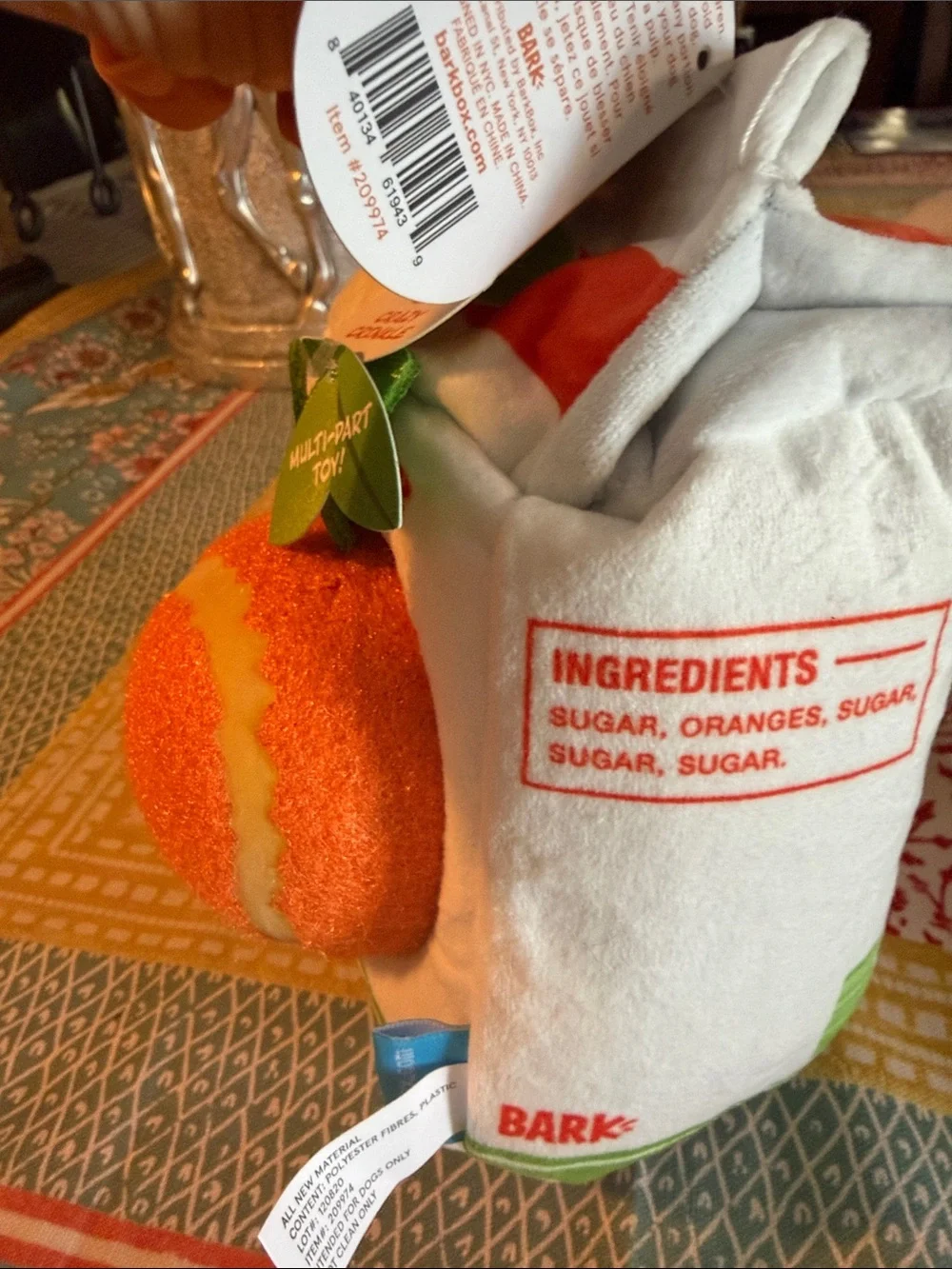 🆕 BARK Fresh Squeaked Tropics OJ Multi-Part Dog Toy